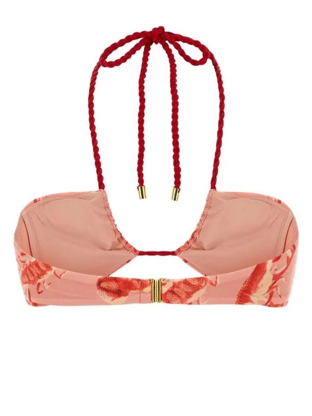 NWT Farm Rio Pink Lobster Print Bandeau Bikini Top Size L Braided Halter Swim - Picture 3 of 9